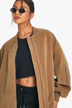 boohoo Veste bomber oversize au look vintage en daim synthétique<Femme Vestes & Manteaux