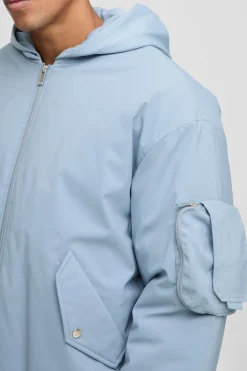boohooMAN Veste bomber oversize à capuche en nylon avec appliqué en synthétique<Homme Manteaux Et Vestes
