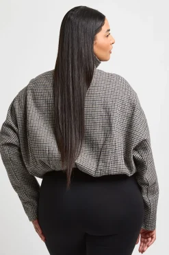 boohoo Veste Bomber Oversize À Carreaux Grande Taille<Femme Vestes & Manteaux
