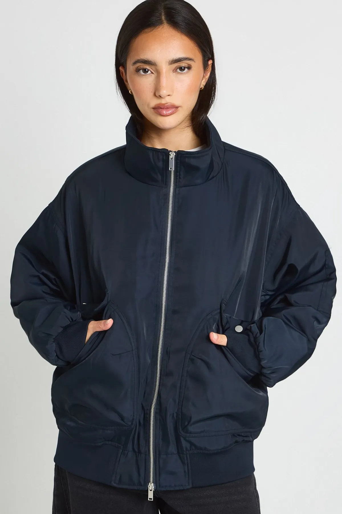 boohoo Veste Bomber Oversize À Col<Femme Vestes & Manteaux|Bombers