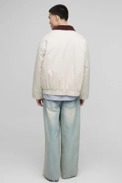 Veste bomber oversize à col en sergé de cordon contrasté