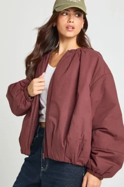 Veste Bomber Oversize À Col Froncé