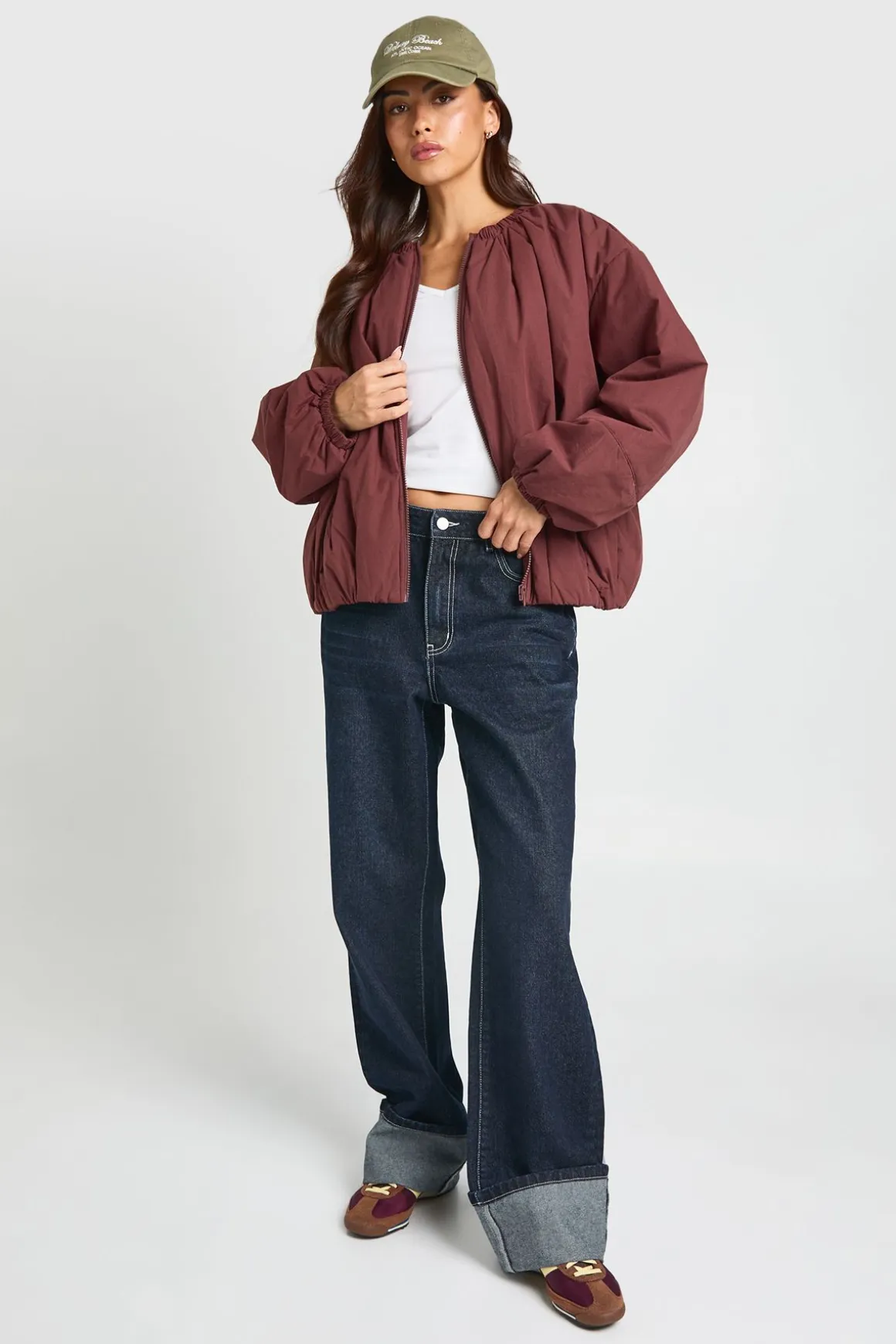 Veste Bomber Oversize À Col Froncé