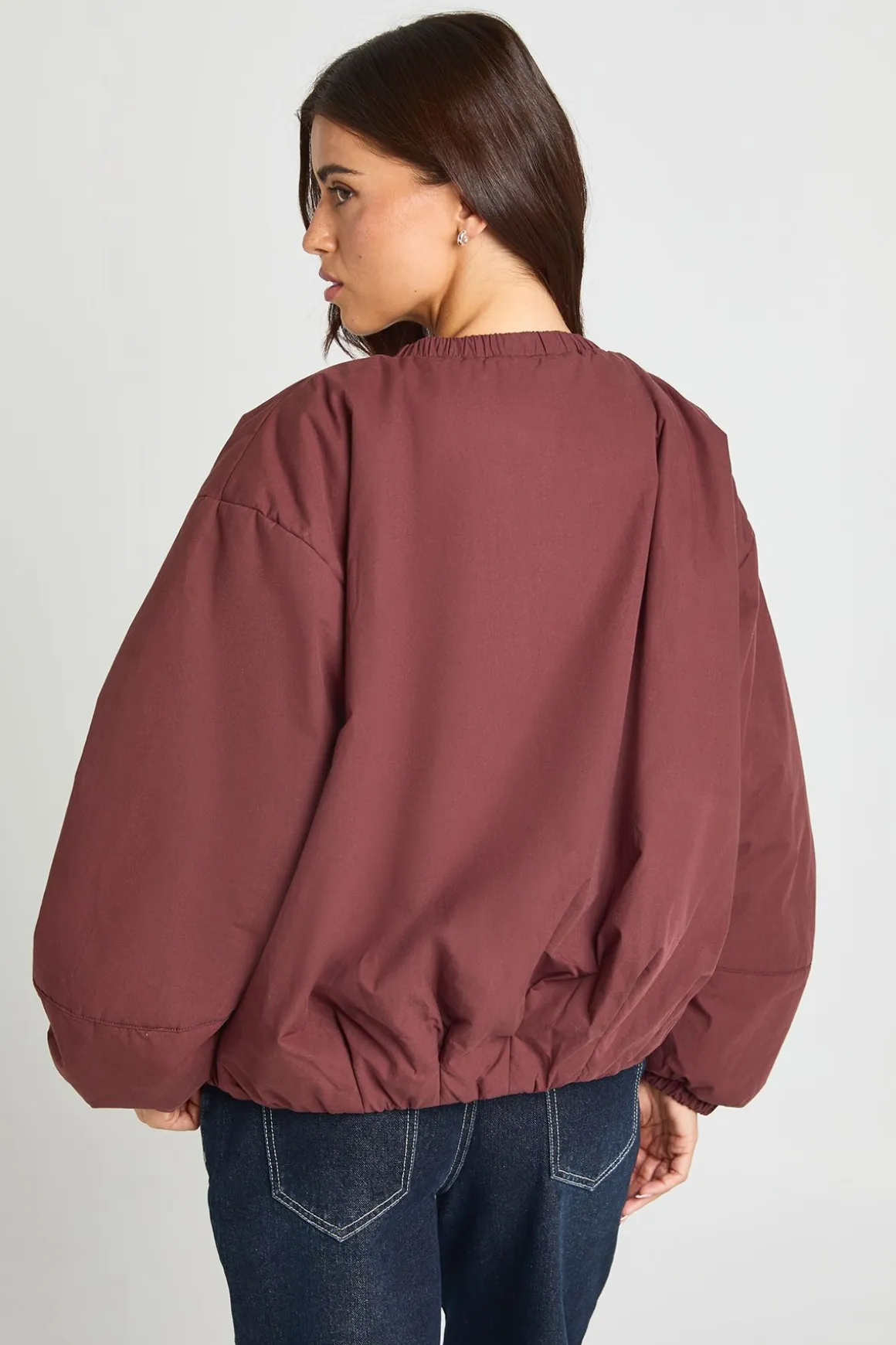 Veste Bomber Oversize À Col Froncé