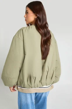 Veste Bomber Oversize À Col Froncé