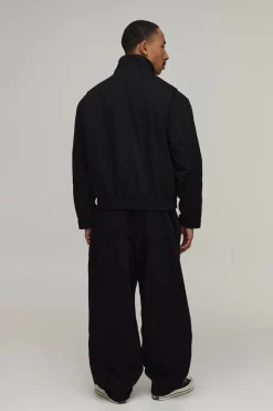 Veste Bomber Oversize À Col Montant En Sergé Avec Fermoir Métallique