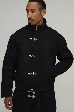 Veste Bomber Oversize À Col Montant En Sergé Avec Fermoir Métallique