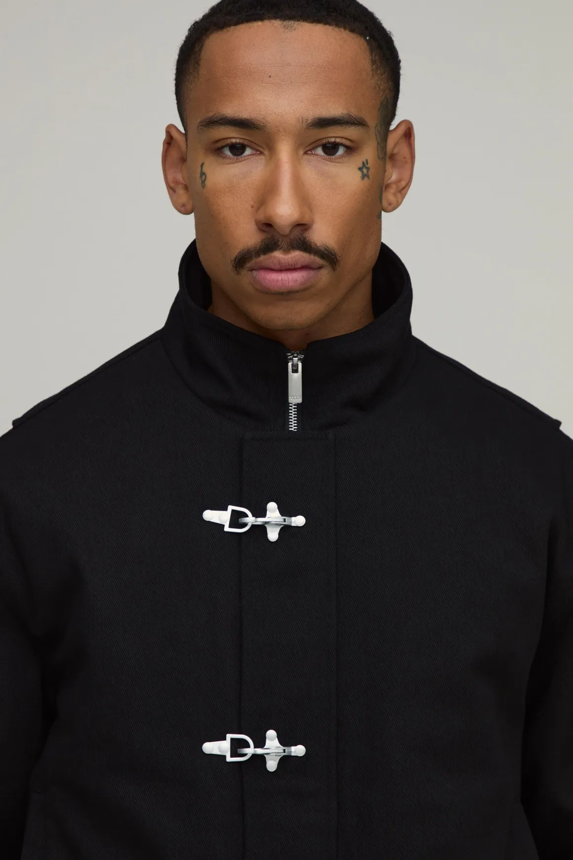 Veste Bomber Oversize À Col Montant En Sergé Avec Fermoir Métallique