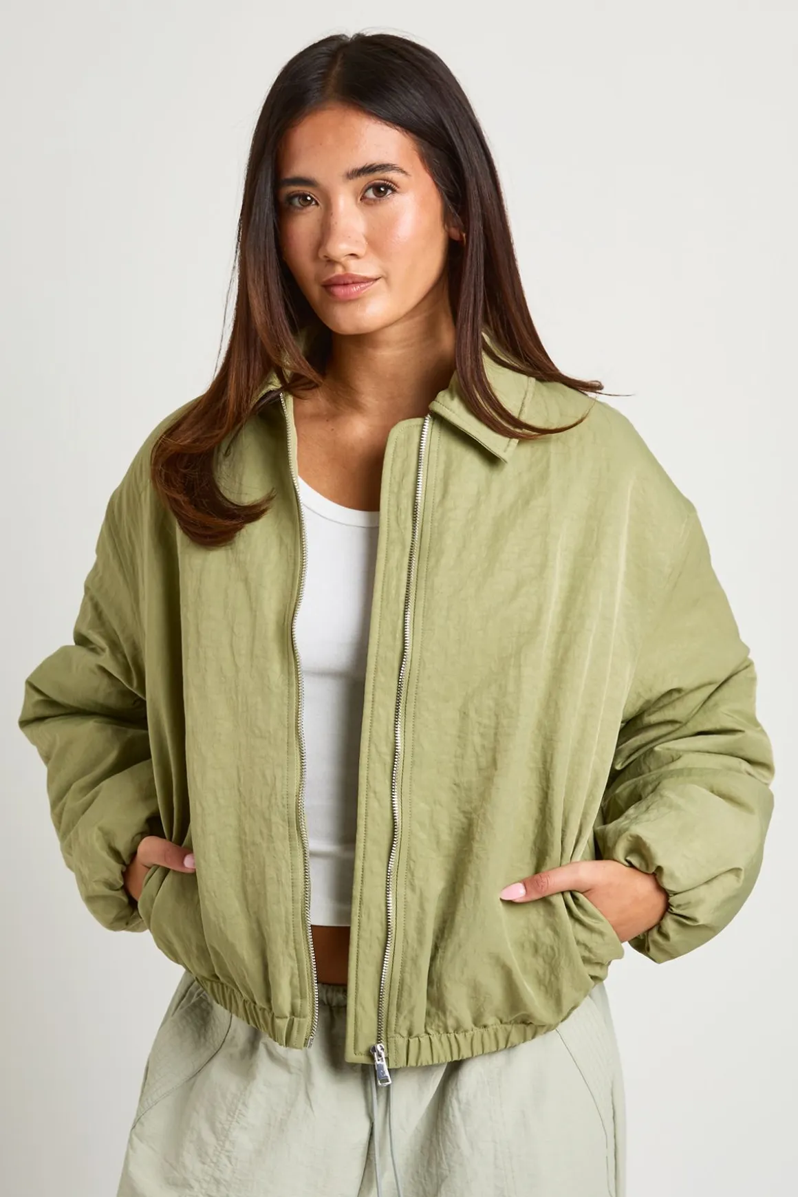 Veste Bomber Oversize À Col Étalé