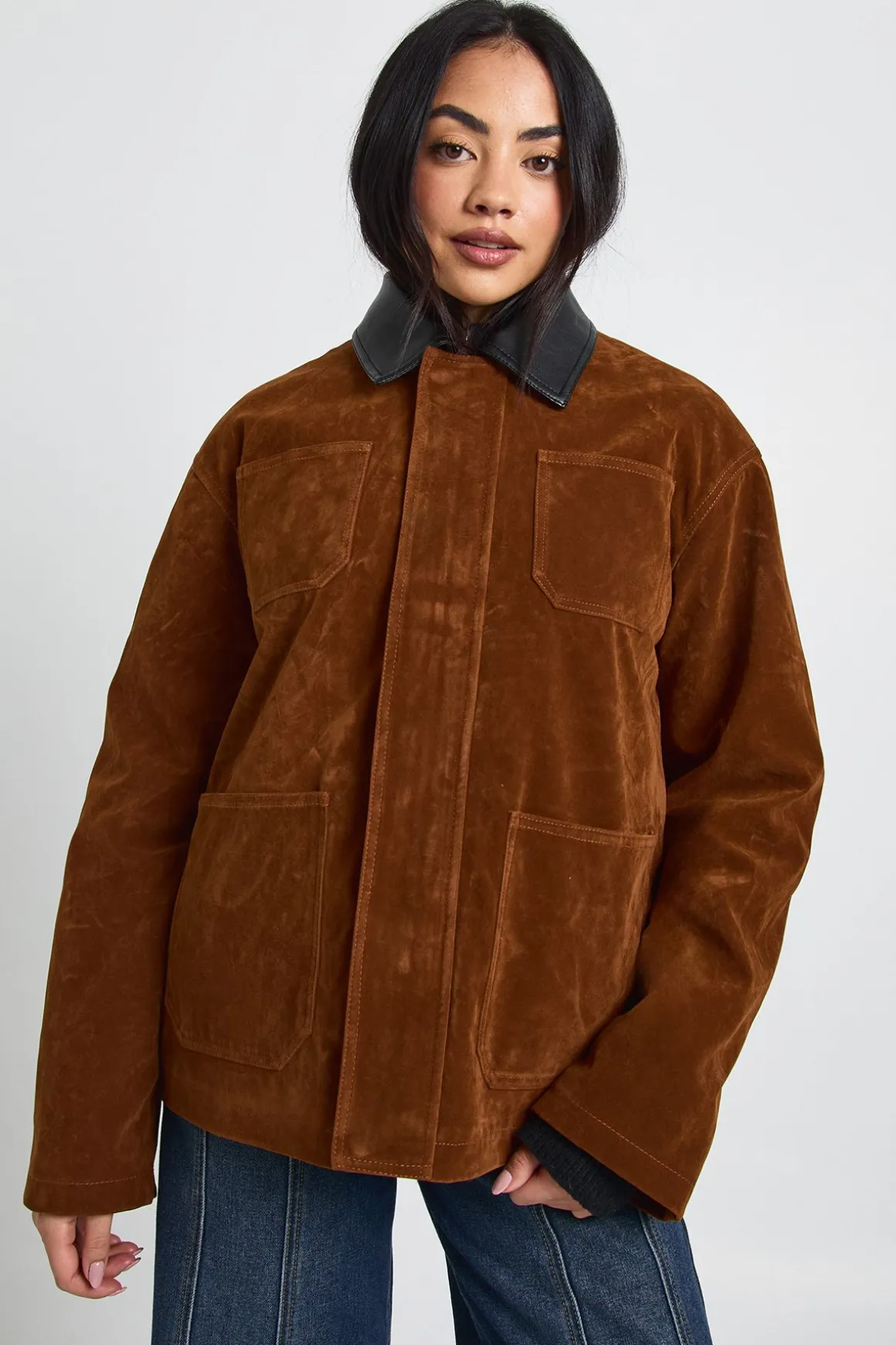 Veste Bomber Oversize en Daim