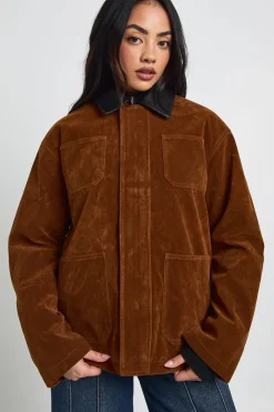 Veste Bomber Oversize en Daim