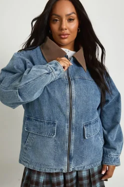 Veste bomber oversize en denim Plus