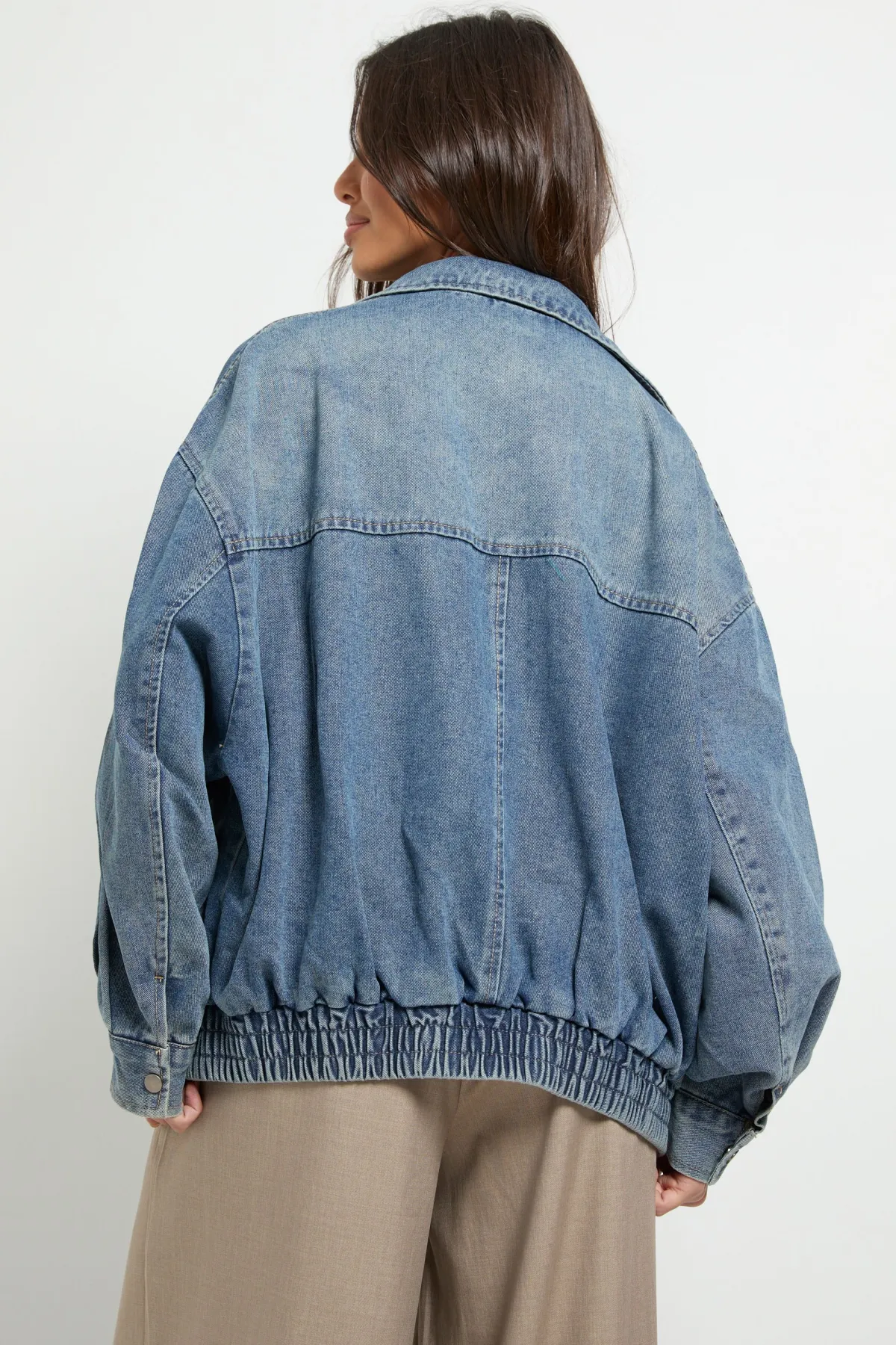 boohoo Veste bomber oversize en denim<Femme Denim|Vestes & Manteaux