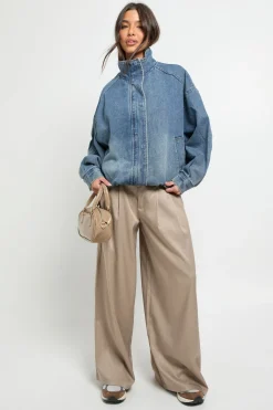 boohoo Veste bomber oversize en denim<Femme Denim|Vestes & Manteaux