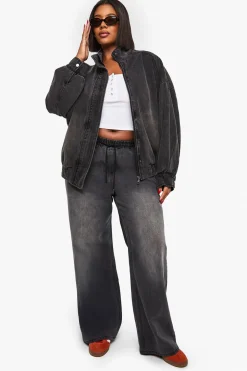 Veste bomber oversize en denim Plus