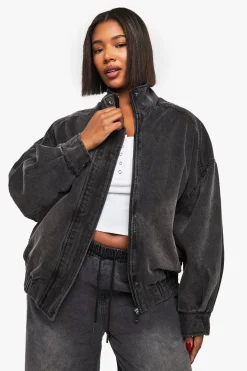 Veste bomber oversize en denim Plus