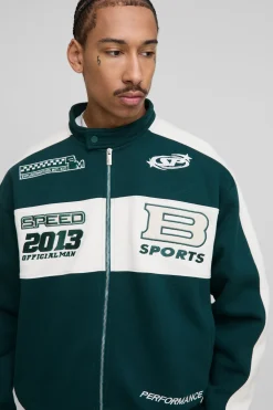 boohooMAN Veste bomber oversize en jersey à col moto<Homme Manteaux Et Vestes