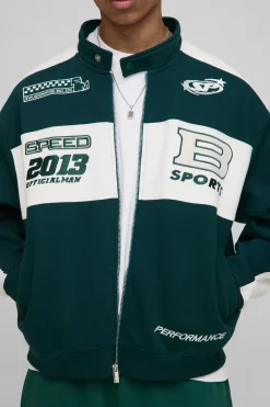 boohooMAN Veste bomber oversize en jersey à col moto<Homme Manteaux Et Vestes