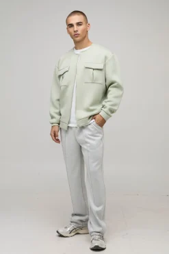 Veste bomber oversize en scuba liée à poche cargo