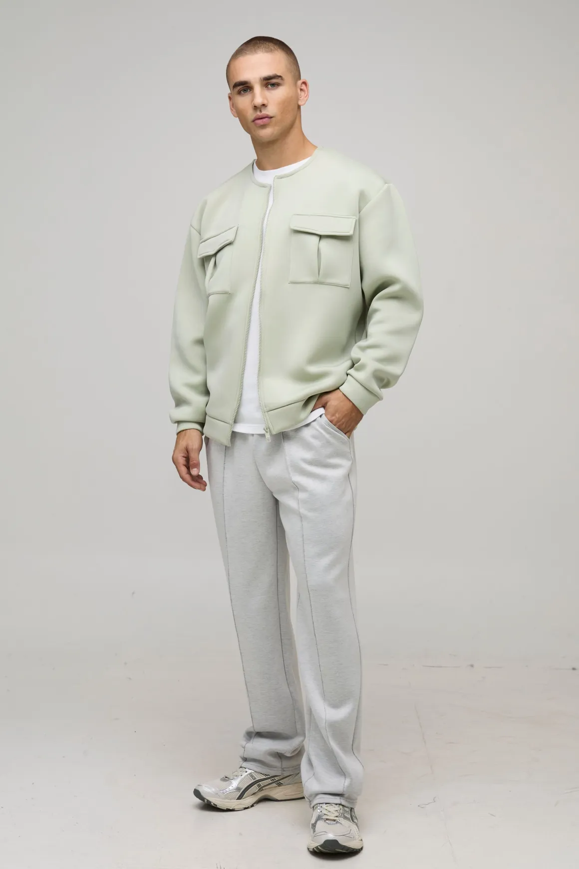 Veste bomber oversize en scuba liée à poche cargo