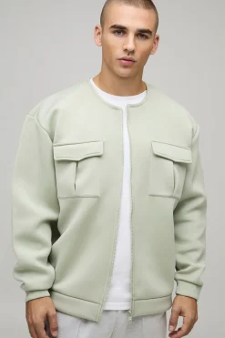 Veste bomber oversize en scuba liée à poche cargo
