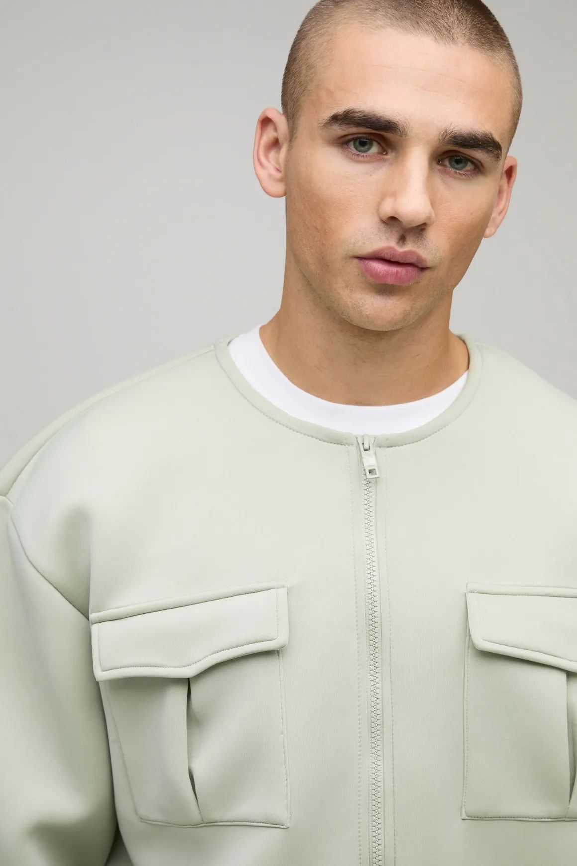 Veste bomber oversize en scuba liée à poche cargo