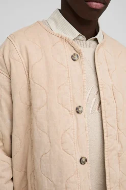 boohooMAN Veste bomber oversize en sergé lavé matelassé sans col<Homme Manteaux Et Vestes