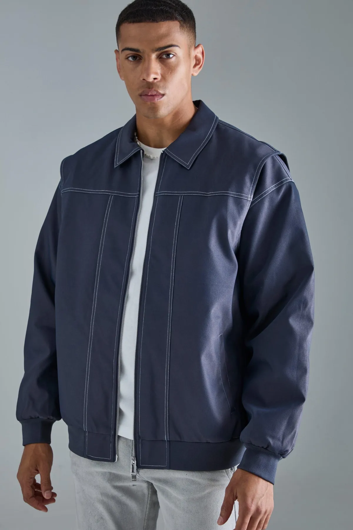 boohooMAN Veste bomber oversize en synthétique avec détails en panneaux, en<Homme Manteaux Et Vestes