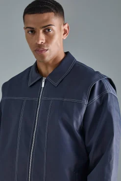 boohooMAN Veste bomber oversize en synthétique avec détails en panneaux, en<Homme Manteaux Et Vestes