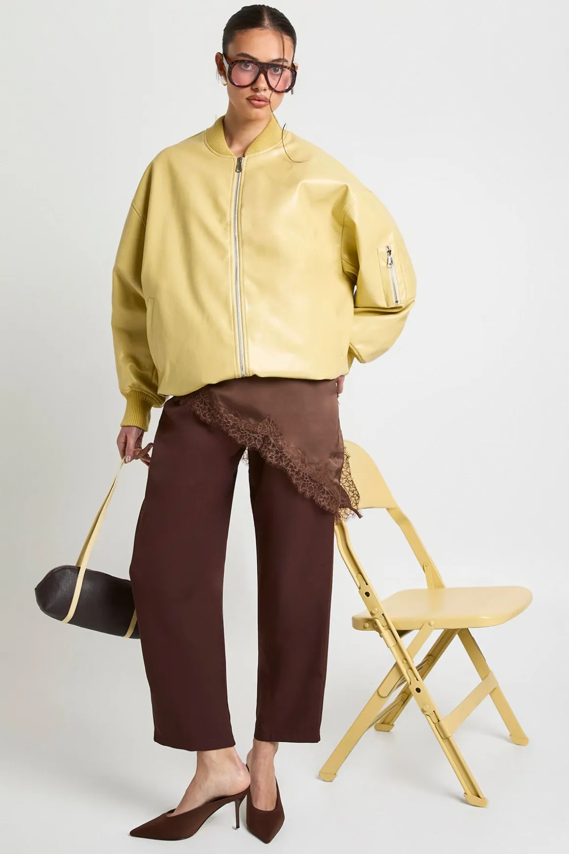 Veste Bomber Oversize en synthétique Verni