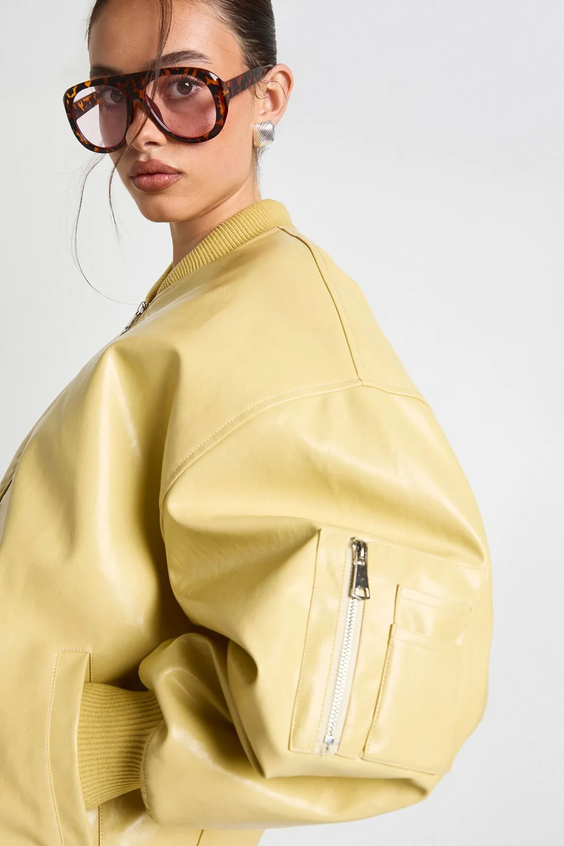 Veste Bomber Oversize en synthétique Verni