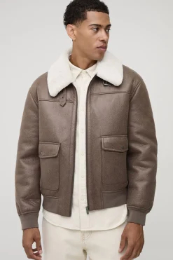 boohooMAN Veste bomber oversize lavée pour homme en synthétique à col synthétique<Homme Manteaux Et Vestes