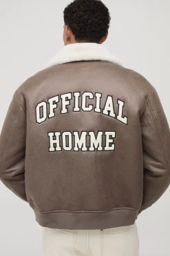 boohooMAN Veste bomber oversize lavée pour homme en synthétique à col synthétique<Homme Manteaux Et Vestes