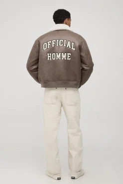 boohooMAN Veste bomber oversize lavée pour homme en synthétique à col synthétique<Homme Manteaux Et Vestes