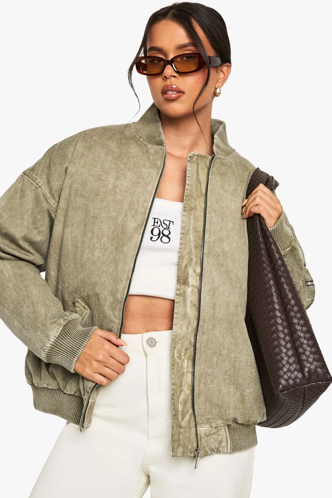 Veste Bomber Oversize Look Lavé