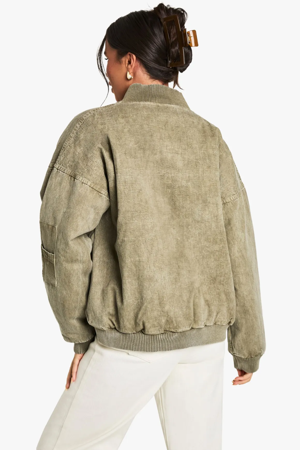 Veste Bomber Oversize Look Lavé
