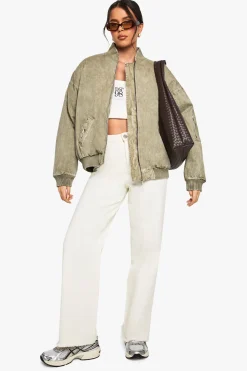 Veste Bomber Oversize Look Lavé