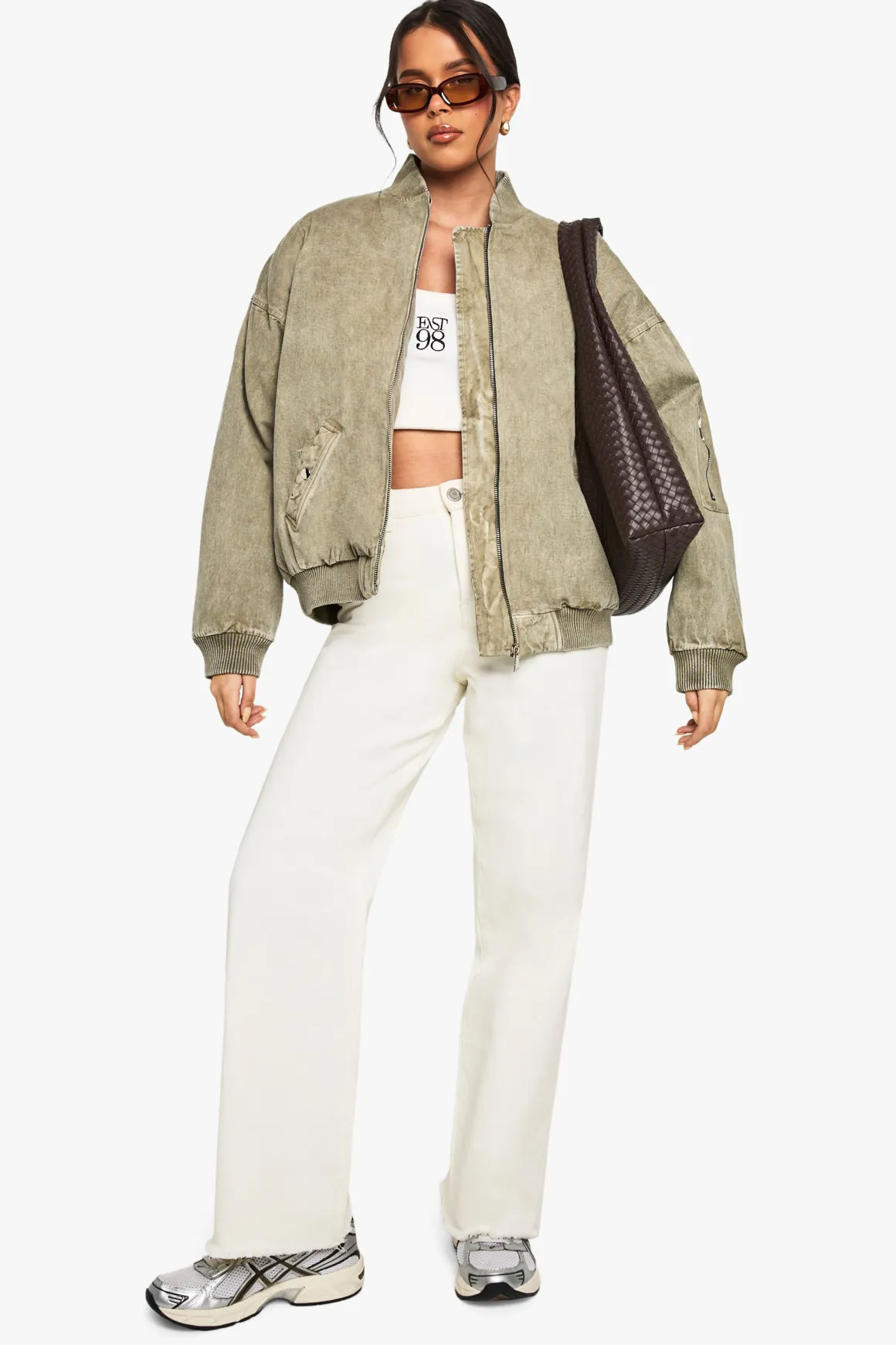 Veste Bomber Oversize Look Lavé