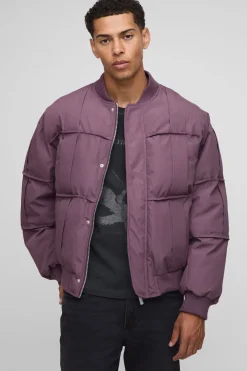 boohooMAN Veste bomber à panneaux plissés et coupe oversize<Homme Manteaux Et Vestes