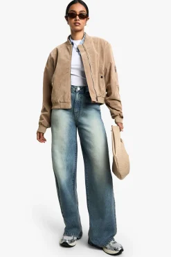 boohoo Veste Bomber à Épaulettes Look Suédé<Femme Vestes & Manteaux
