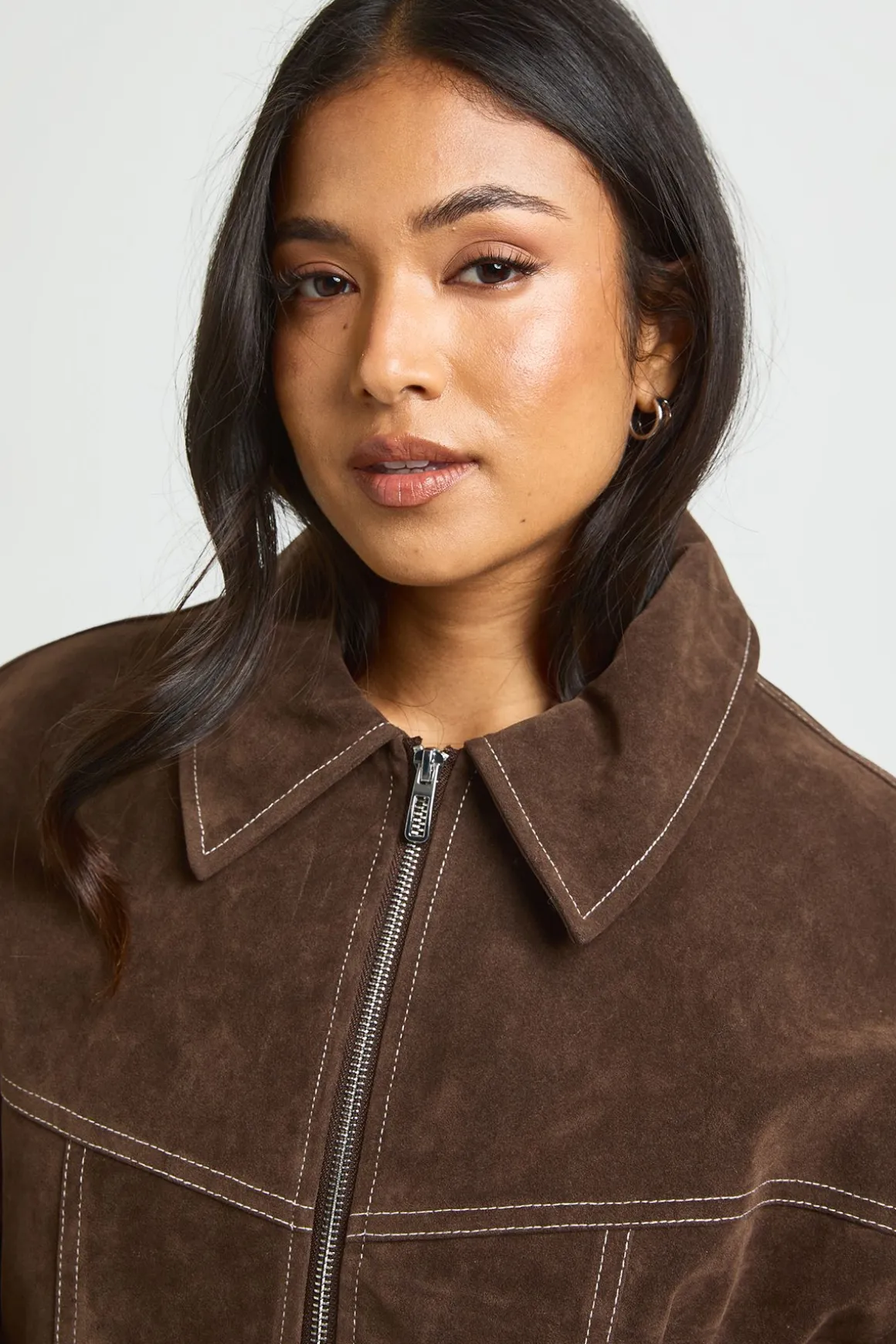 Veste Bomber Petite En Synthétique Avec Surpiqûres Contrastées