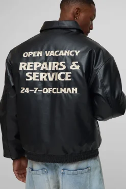 Veste bomber pour homme, coupe oversize, avec écusson appliqué et col