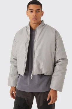 boohooMAN Veste bomber puffer boxy en synthétique à rembourrage volumineux<Homme Manteaux Et Vestes