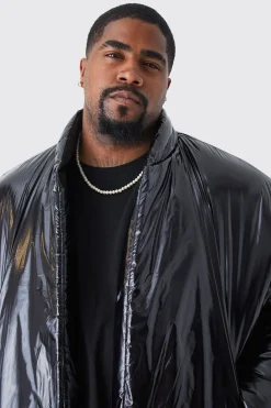 boohooMAN Veste bomber puffer boxy haute brillance rembourrée grande taille<Homme Vestes & Manteaux Grande Taille|Tout Afficher