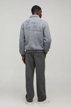 boohooMAN Veste bomber Regular Fit en tissu Melton à col avec détails de couture<Homme Manteaux Et Vestes