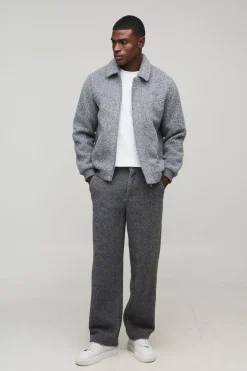 boohooMAN Veste bomber Regular Fit en tissu Melton à col avec détails de couture<Homme Manteaux Et Vestes
