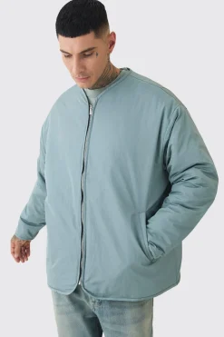 Veste bomber rembourrée, surdimensionnée, sans col, haute en ardoise