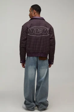 boohooMAN Veste Bomber Réversible Coupe Ample En Synthétique Et Carreaux Avec Fermeture Pompier<Homme Manteaux Et Vestes