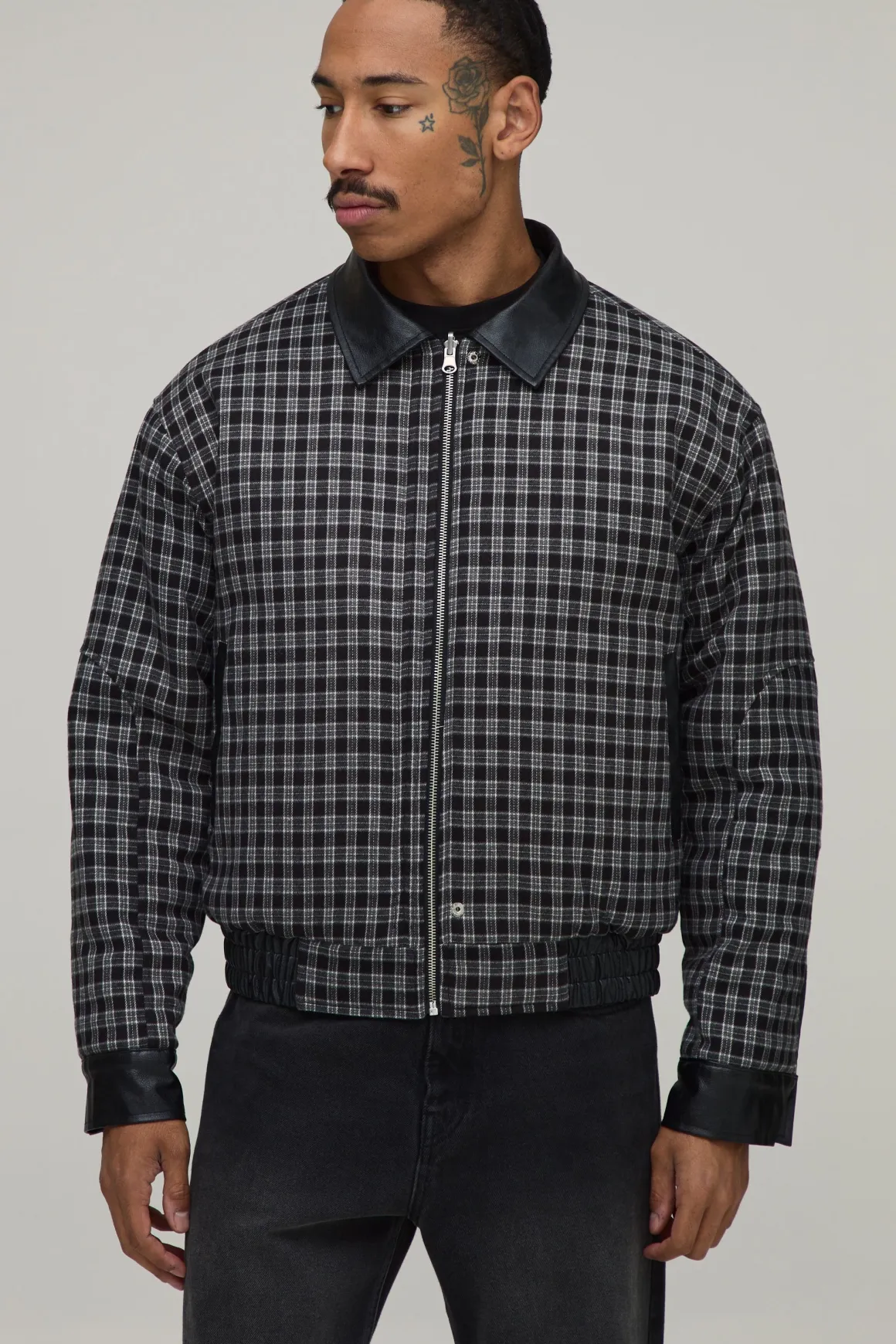 Veste Bomber Réversible Coupe Boxy En Synthétique & Carreaux Avec Fermoir De Pompier