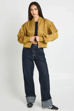 Veste Bomber Satinée À Épaulettes Structurées